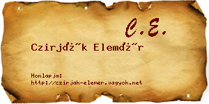 Czirják Elemér névjegykártya